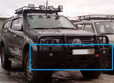 Передний силовой бампер с лебёдкой и другим оборудованием Mitsubishi (митсубиси) L 200 (л 200) (2009 по наст.) SKU:195218qw ― PEARPLUS.ru