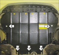 Стальная защита двигателя и КПП толщиной 2 мм Skoda (шкода) Octavia III 1.4 ТДвигатель турбирован.,  А7,  передний,  Бензин,  МКПП,  (2013-2014) 