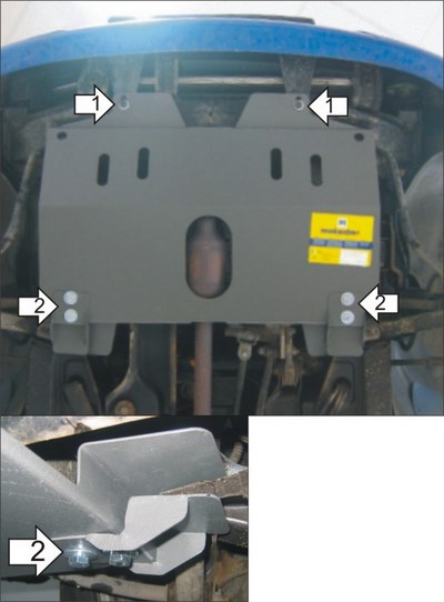 Стальная защита двигателя и КПП толщиной 2 мм Hafei Brio Все объемы хэтчбек,  передний,  (2008-2014) ― PEARPLUS.ru
