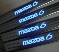         Накладки порогов cо светодиодной синей подсветкой  Mazda 6 (2003-2008)