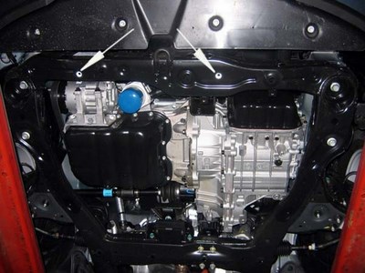 Защита картера Hyundai Sonata (Хёндай Соната) NF, V-2,0; 2,4(04-10)/Grandeur V-все(05-11)+КПП, кроме ТАГАЗ