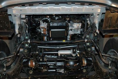 Защита картера Hyundai (хендай) H1, 4WD V-2, 4; 2, 5TD (2006-2008) на пыльник ― PEARPLUS.ru