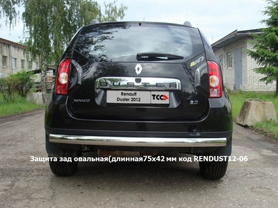 Защита задняя овальная (длинная) 75х42 мм на Renault (рено) Duster 2012 по наст. ― PEARPLUS.ru