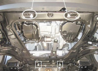 Защита картера Nissan Juke V-1.6 (2011-) + КПП (алюмин.)