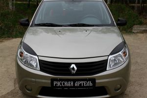 Накладки на передние фары (реснички) 2шт. Renault (рено) Sandero (2009 по наст.) ― PEARPLUS.ru