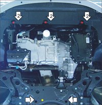 Алюминиевая защита двигателя и КПП толщиной 5 мм Ford (Форд) Focus Все объемы передний,  (2004-2014) 