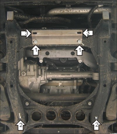 Алюминиевая защита двигателя толщиной 5 мм Volkswagen (фольксваген) Touareg (туарег) Все объемы (2006-2014) ― PEARPLUS.ru
