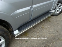 Защита порогов 42, 4 мм на Mitsubishi (митсубиси) Pajero (паджеро) 4 2012 по наст.