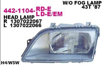 ФАРА ЛЕВАЯ мех 1-лампочка Opel Omega 1986-93