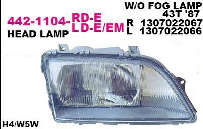 ФАРА  ПРАВАЯ 1-лампочка Opel Omega 1986-93