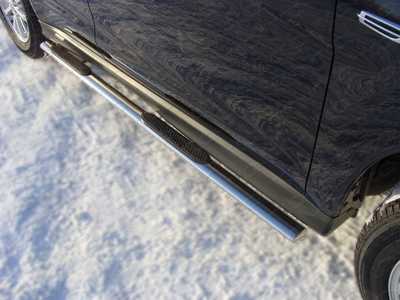 Пороги овальные с накладкой 75х42 мм на Mazda CX 7 2010 по наст.