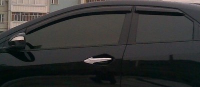 Дефлекторы боковых окон (4 шт., тёмные). Для хэтчбека Honda Civic (2006-2011)
