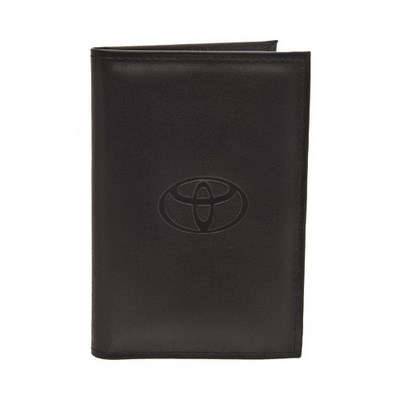 Бумажник водителя со слепым тиснением (Toyota) (средний размер; карман для визитных карт). Материал: кожа
