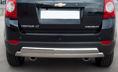 Защита заднего бампера двойная (овальные) 75х42/75х42мм Chevrolet Captiva (2013 по наст.)