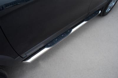 Пороги труба d76 с накладками (вариант 1) Chevrolet Captiva 2011-2013 