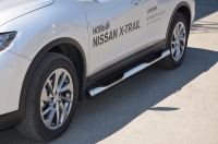 Пороги труба с накладками 76 мм Nissan X-Trail 2015