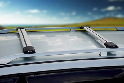 Багажник в сборе (серебро) для рейлингов с просветом, аэродинамический, алюминий A4 (А4) Avant 2001-2007 5-дв. Универсал ― PEARPLUS.ru
