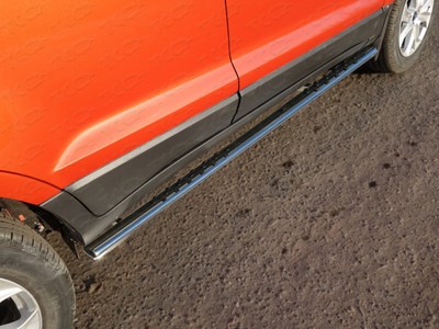 Пороги овальные с проступью 75х42 мм Ford (Форд) EcoSport 2014 ― PEARPLUS.ru