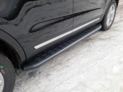 Пороги алюминиевые с пластиковой накладкой (карбон черные) 1920 мм Ford Explorer 2016-