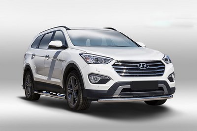Защита переднего бампера d76 Hyundai Grand Santa Fe 2014-