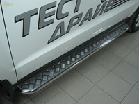 Боковые подножки (пороги) труба из нержавеющей стали 42мм (с листом) Hyundai (хендай) Santa Fe (санта фе) (2010-2012) 