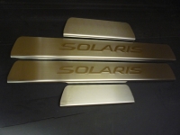 Накладка на внутренние пороги с рисунком штампованные (компл. 4 шт.), Hyundai Solaris 2010-