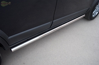 Боковые подножки (пороги) труба из нержавеющей стали 76мм с заглушкой в виде полушария из нержавеющей стали Hyundai (хендай) Santa Fe (санта фе) (2010-2012) 