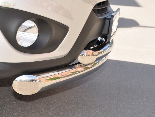 Защита бампера передняя из нержавеющей стали. 76мм/63 (дуга) Hyundai Santa Fe (2010 по наст.) 