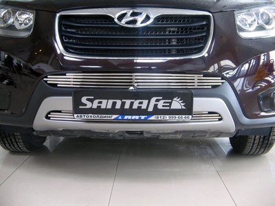Накладка на решетку бампера d10 Hyundai Santa Fe II 2012
