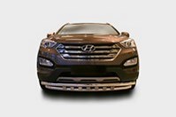 Защита переднего бампера с декоративными элементами d60/60 двойная, Hyundai (хендай) Santa Fe (санта фе) 2013-