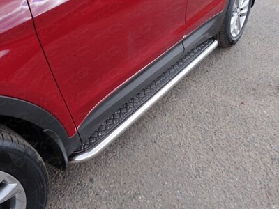 Пороги с площадкой 60,3 мм Hyundai Santa Fe Premium 2015