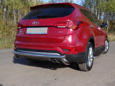 Защита задняя (центральная) 60, 3/42, 4 мм Hyundai (хендай) Santa Fe (санта фе) Premium 2015 ― PEARPLUS.ru