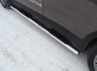 Пороги овальные с накладкой 120х60 мм Hyundai (хендай) Grand Santafe (2014 по наст.) ― PEARPLUS.ru