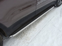 Пороги с площадкой (нерж. лист)  42,4 мм Hyundai Grand Santafe (2014 по наст.)