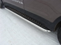 Пороги с площадкой 60, 3 мм Hyundai (хендай) Grand Santafe (2014 по наст.) ― PEARPLUS.ru