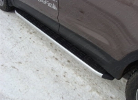 Пороги алюминиевые с пластиковой накладкой Hyundai Grand Santafe (2014 по наст.)