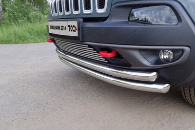 Решетка радиатора 12 мм Jeep (джип) Cherokee (чероки) 2014 (Traihawk) ― PEARPLUS.ru