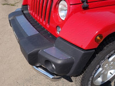 Накладки на передний бампер (декоративные) (комплект 3шт.) Jeep Wrangler 3D (3,6) 2014