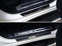 Накладки на пороги с гибом (лист зеркальный) Lexus (лексус) LX 450d 2015-