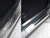 Накладки на пороги (лист зеркальный) Lexus (лексус) NX 200 2014- (кроме F-Sport) 