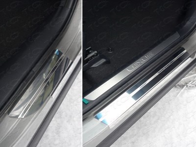 Накладки на пороги (лист зеркальный) 1мм Lexus (лексус) NX 200t 2015 ― PEARPLUS.ru