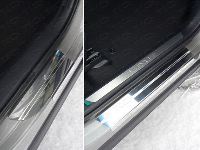 Накладки на пороги (лист зеркальный) 1мм Lexus NX 300h 2014- (кроме F-Sport)