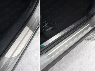 Накладки на пороги (лист шлифованный) 1мм Lexus NX 300h 2014- (кроме F-Sport)
