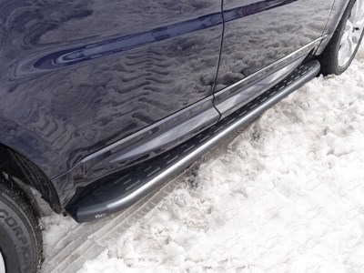Пороги алюминиевые с пластиковой накладкой (карбон серые) 1920 мм Land Rover Range Rover Sport 2015-