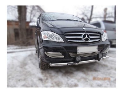 Защита передняя одинарная d60 с ДХО   (скосы) Mercedes-Benz Viano W639 2010-2013