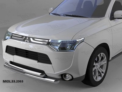 Защита переднего бампера Mitsubishi (митсубиси) Outlander (оутлендер) (-2014/2014-)  (двойная) d 60/60 SKU:348089qw ― PEARPLUS.ru