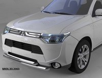 Защита переднего бампера Mitsubishi (митсубиси) Outlander (оутлендер) (-2014/2014-)  (двойная) d 60/60