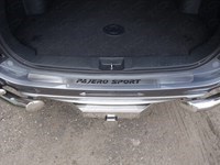 Накладка на задний бампер (лист шлифованный надпись Pajero (паджеро) Sport) Mitsubishi (митсубиси) Pajero (паджеро) Sport 2016
