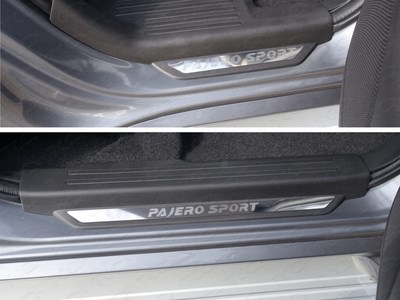 Накладки на пороги вставка (лист зеркальный надпись Pajero Sport) Mitsubishi Pajero Sport 2016