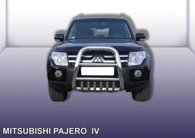 Кенгурятник d76 высокий с защитой картера Mitsubishi (митсубиси) Pajero (паджеро) 4 V80 (2007-2011) ― PEARPLUS.ru